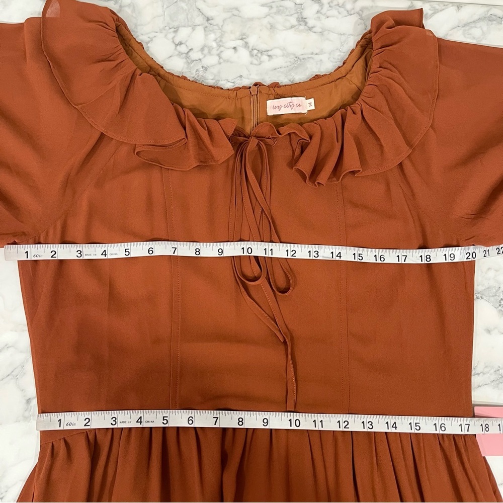 Ivy City Co. Billie Dress brown-tone Amber Chiffon Sienna Brown Maxi Dress 14 - Picture 8 of 11